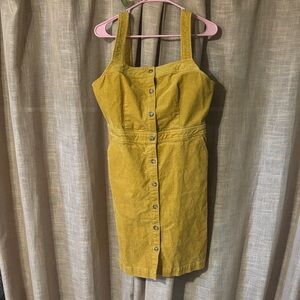 J. Crew Mustard Button-Front Midi Dress